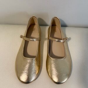 Gold Mary Jane Flats